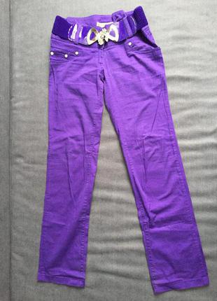 Летние фиолетовые брюки прямого кроя1 фото