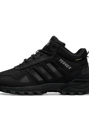 Зимние кроссовки adidas terrex black orange чёрные (мех)6 фото