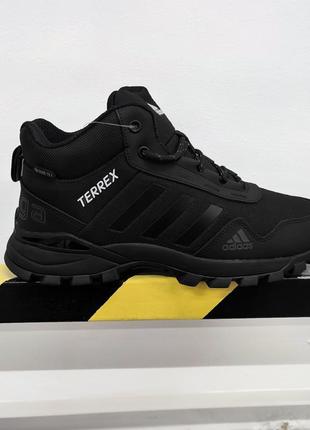 Зимние кроссовки adidas terrex black orange чёрные (мех)4 фото