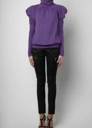 Фиолетовый свитер kira plastinina кофта объемные рукава-фонарики водолазка объемные плечи5 фото