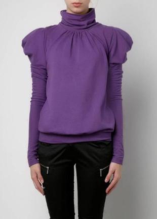 Фиолетовый свитер kira plastinina кофта объемные рукава-фонарики водолазка объемные плечи3 фото