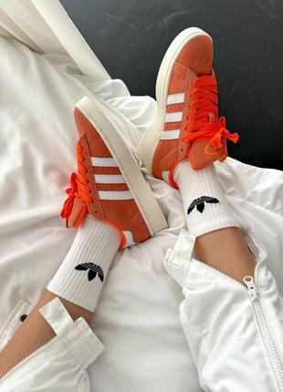 Крутые женские кроссовки adidas campus apricot crush premium коралловые5 фото