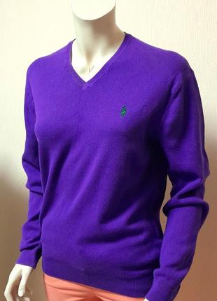 Яркий хлопковый пуловер фиолетового цвета polo ralph lauren, 💯 оригинал2 фото