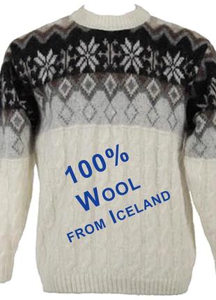 Ісландський вовняний чоловічий пуловер/джемпер/светр з круглим вирізом  від freyja