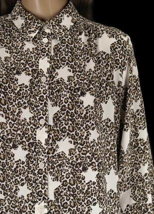Брендова блузка "tu" з комбінованим принтом леопард + зірки. розмір uk18.4 фото