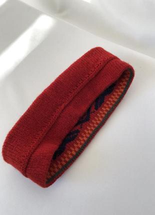 Винтаж повязка шерстяная поворозка винтажная теплая красная с орнаментом5 фото