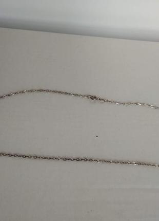 Цепочка на шею 42 см серебристого цвета тонкое плетение цепь на шею5 фото