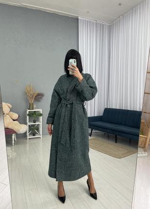 Довге пальто пальто міді oversize з шерсті3 фото