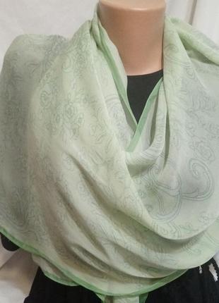 Нежно-зеленый шарфик из натурального шелка+подарок3 фото