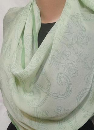 Нежно-зеленый шарфик из натурального шелка+подарок8 фото