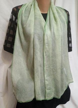 Нежно-зеленый шарфик из натурального шелка+подарок9 фото