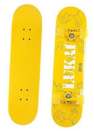 Скейтборд в сборе со светящимися колесами lukai sk-1245  желтый (60429383)1 фото