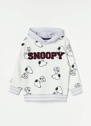 Толстовка худи кофта свитшот с капюшоном утеплена флисом h&amp;m peanuts snoopy