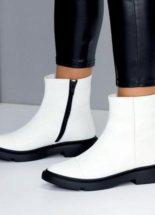 Нарядные белые женские ботинки, туфли на молнии, стильная зимняя классика кожаные тренд 26, 371 фото