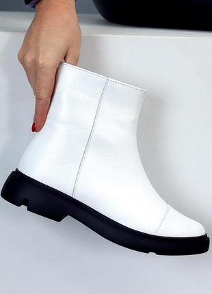 Нарядные белые женские ботинки, туфли на молнии, стильная зимняя классика кожаные тренд 26, 376 фото