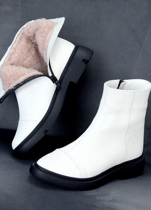 Нарядные белые женские ботинки, туфли на молнии, стильная зимняя классика кожаные тренд 26, 377 фото