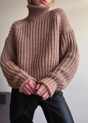 В'язаний теплий светр оверсайз вовняний вязаный теплый свитер оверсайз шерстяной джемпер h&m пуловер5 фото