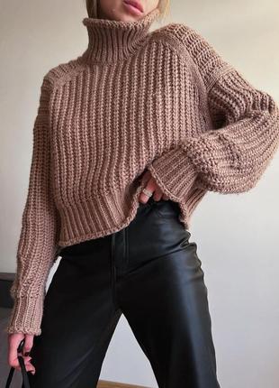 В'язаний теплий светр оверсайз вовняний вязаный теплый свитер оверсайз шерстяной джемпер h&m пуловер