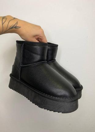 Жіночі шкіряні уггі ugg ultra mini platform black leather