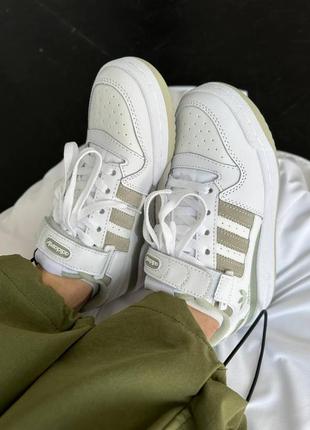 Жіночі кросівки adidas forum low “white/olive” premium8 фото