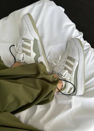 Жіночі кросівки adidas forum low “white/olive” premium7 фото