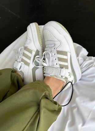 Жіночі кросівки adidas forum low “white/olive” premium9 фото
