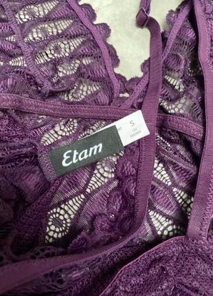 Etam шикарный фиолетовый кружевной боди как новый изысканный французский бренд5 фото