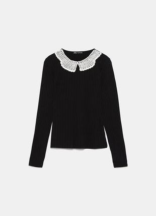 Тонкий светр з контрастним коміром zara