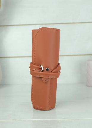 Кожаный пенал "скрутка на 8 кармана", натуральная кожа grand, цвет коньяк6 фото