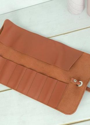 Кожаный пенал "скрутка на 8 кармана", натуральная кожа grand, цвет коньяк3 фото