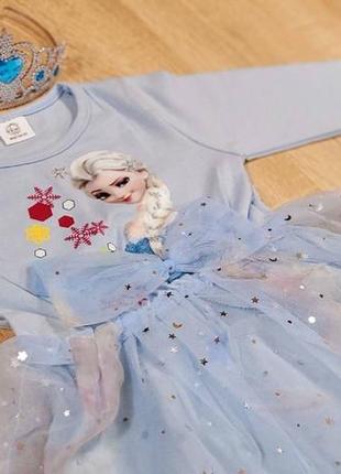 Сказочное платье с эльзой для принцесс 

👑корона и волшебный палочка в подарок2 фото
