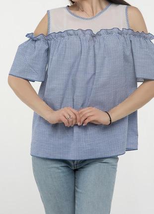 Блуза с открытыми плечиками свободного кроя в стиле кантри