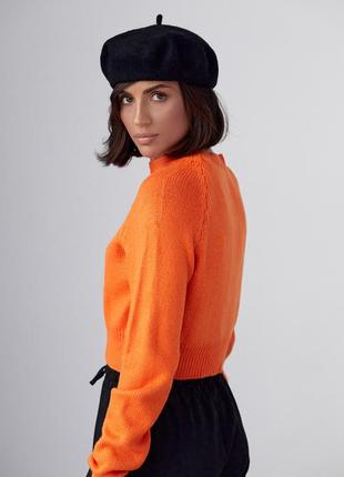 Женский вязаный джемпер с рукавами-регланами - оранжевый цвет, l (есть размеры)2 фото