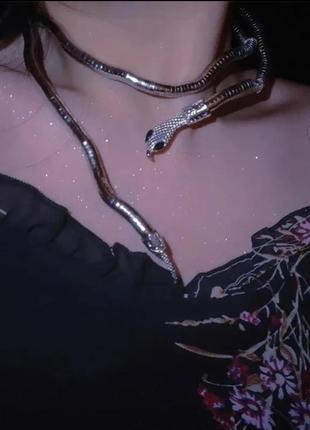 Колье трансформер змея ожерелье чокер браслет пояс золото серебро6 фото