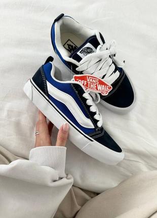 Классные кеды vans knu old skool navy blue premium синие с чёрным