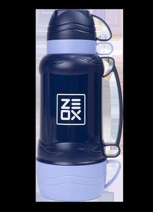 Термос zeox besar з 2 чашками 1,0 л пластик колба скло вага 570 грамів висота 300 мм6 фото