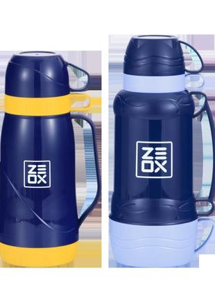 Термос zeox besar з 2 чашками 1,0 л пластик колба скло вага 570 грамів висота 300 мм4 фото