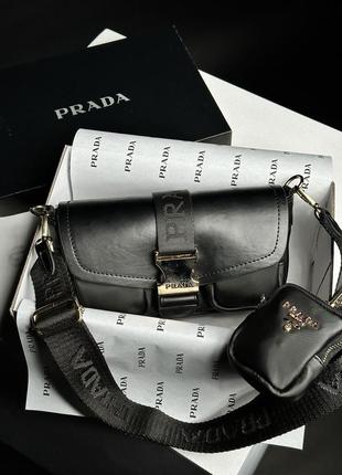 Женская сумка prada pocket nylon and brushed bag black