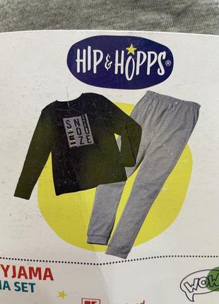 Стильная подростковая пижама kaufman 146-152 hip&hopps - качество 🔥 германия био хлопок серый черный2 фото