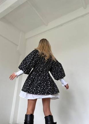 Міні сукня квітковий принт спідниця подвійна3 фото