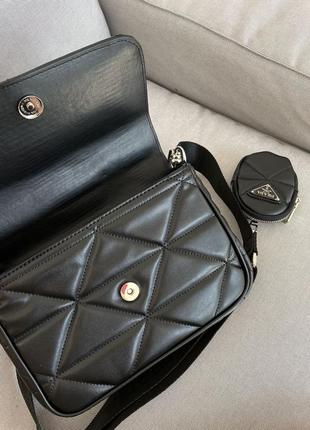 Женская сумка prada re-nylon padded shoulder black6 фото