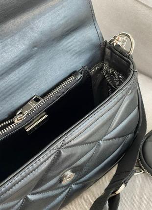 Женская сумка prada re-nylon padded shoulder black7 фото