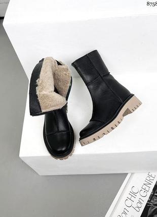 Женские зимние кожаные ботинки/полусапоги на меху