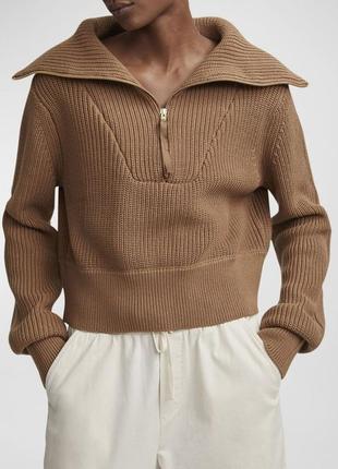 В'язаний светр бежевий кемел вязаная водолазка в'язана джемпер пуловер вязаный свитер бежевый1 фото