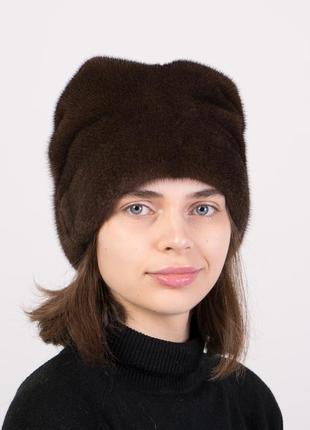 Зимняя женская норковая шапка кубанка рукавичка2 фото