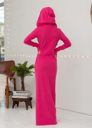 Ангорова довга сукня з розрізом і капюшоном8 фото