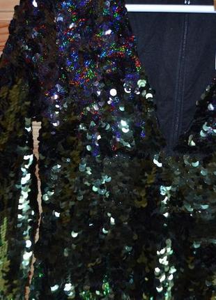 Роскошное натуральное платье омбре от h&m! изумрудные паетки хамелеон! люкс!3 фото