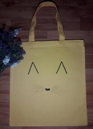 Екоторба, еко сумка, шопер, сумка ручной работы, сумка котик