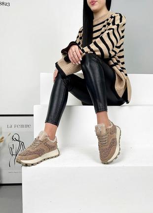 Зимние женские кроссовки с мехом teddy 8823