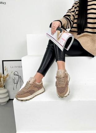 Зимние женские кроссовки с мехом teddy 8823